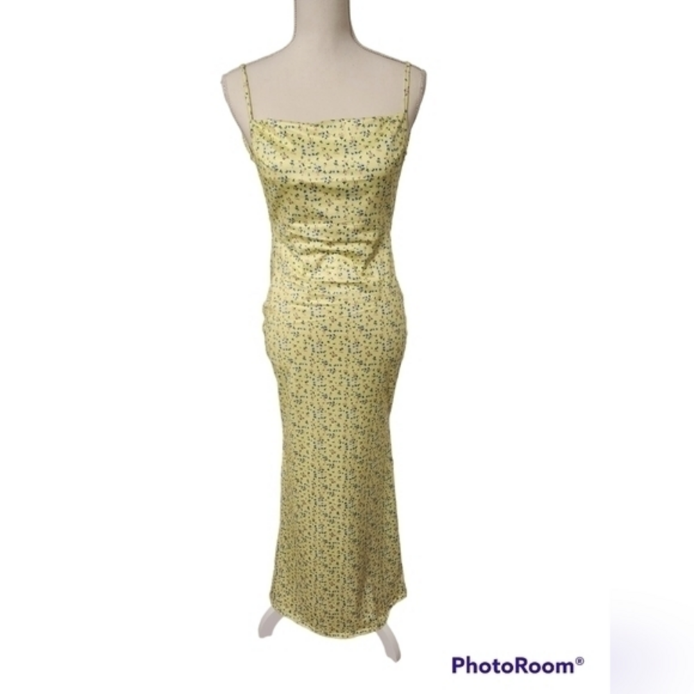 Yellow Floral spring bodycon dress